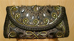 Buba Embellished Wallet/Clutch in Black and Gold