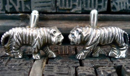 Corpus Christi Sterling Silver Tiger Cufflinks