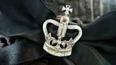 Corpus Christi Royal Crown Brooch with Satin Black Bow