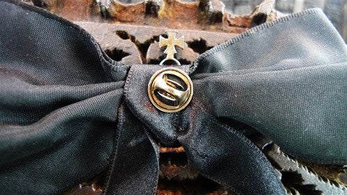 Corpus Christi Royal Crown Brooch with Satin Black Bow