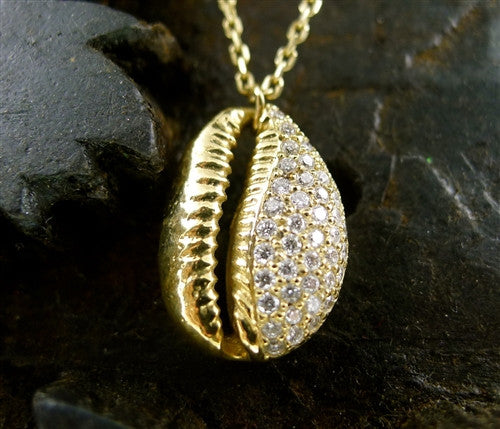Danielle Pittman 14K Yellow Gold and Diamond Seashell Necklace