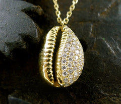 Danielle Pittman 14K Yellow Gold and Diamond Seashell Necklace