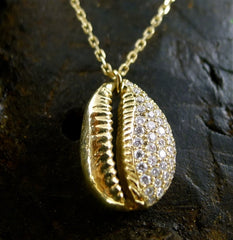 Danielle Pittman 14K Yellow Gold and Diamond Seashell Necklace