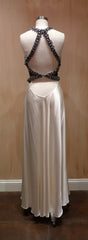 Jenny Packham Beaded White Satin Dress with Beaded Neckline and Straps