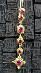 Tarak Red Spinel Drop Earrings in  22K Yellow Gold