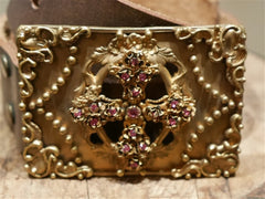 Virgin Saints & Angels Rose of Venus Gold Buckle and Brown Leather Belt