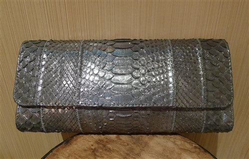 Carlos Falchi Handbag in Silver Blue Python
