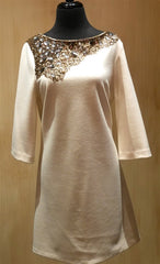 Elijah Cream Dress with Bead and Crystal Detailing