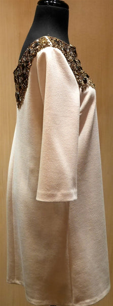 Elijah Cream Dress with Bead and Crystal Detailing