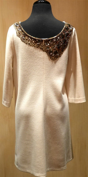 Elijah Cream Dress with Bead and Crystal Detailing