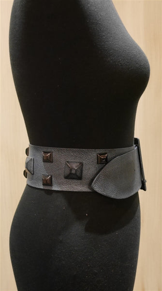 Orciani Grey Studded Wide Belt