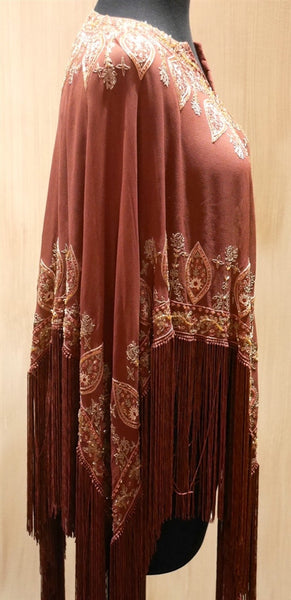 Tanja Pignatelli Silk Fringe Beaded Poncho Tunic