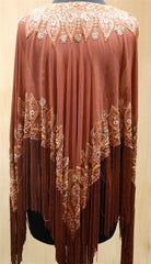 Tanja Pignatelli Silk Fringe Beaded Poncho Tunic