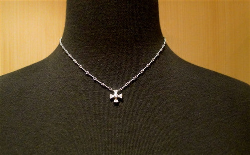 Jude Frances 18K White Gold and Diamond Maltese Cross Necklace