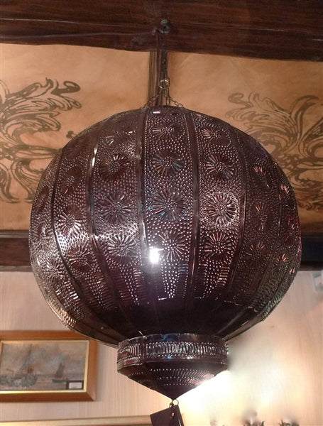 Wunderlay Punched Tin Globe Electrified Lantern