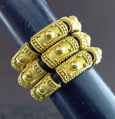 Carloyn Tyler 22 Karat Gold and Black Rubber Etruscan Ring