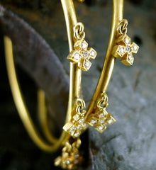 Loree Rodkin Diamond Disco Hoop Earrings with Maltese Crosses in 18K Yellow Gold