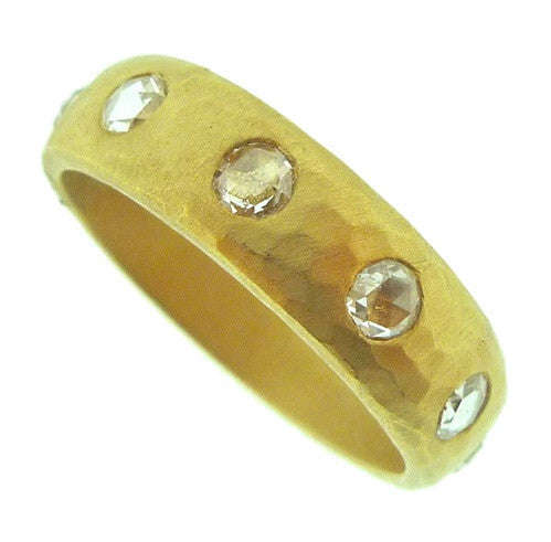 Talisman Unlimited Rosecut Diamond Hammered Band Ring in 18K Yellow Gold