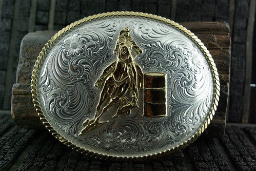 Old Rodeo Belt Buckle of a Barrel Racer