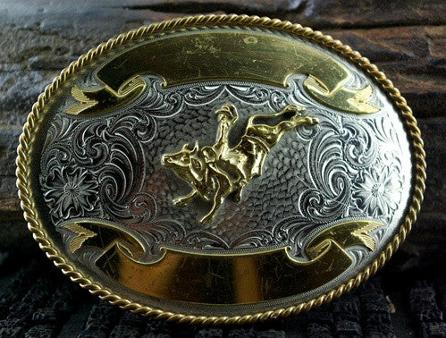 Old Rodeo Belt Buckle of a Bull Rider