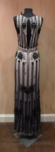 Jenny Packham Art Deco Black/Ivory Beaded Gown