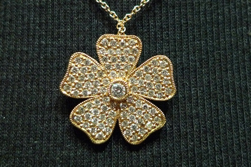 Mia & Company Flower Necklace in 18K Yellow Gold with Diamonds