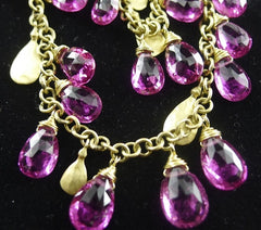 Talisman Unlimited 18K Yellow Gold and Fine Pink Tourmaline Briolette Three Strand Cascading Necklace