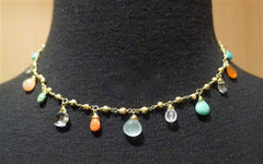 Talisman Unlimited 18K Yellow Gold and Mixed Stone Necklace of Turquoise, Carnelian, Peruvian Opal and Moonstone