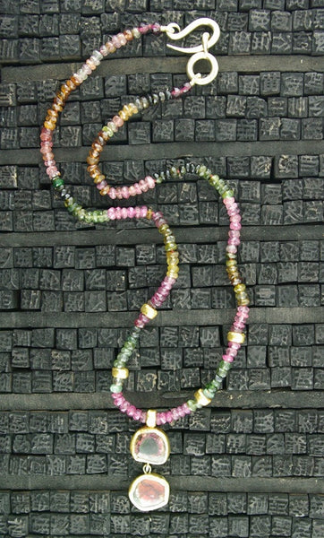 Nava Zahavi 24K Yellow Gold and Watermelon Tourmaline Necklace