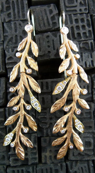 Jamie Wolf Vine Diamond Earrings in 18K Rose and Yellow Gold