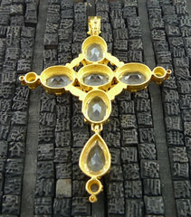 Julie Baker Large Crystal and 18K Yellow Gold Cross Pendant