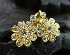 Beverly K 18K Yellow Gold and Diamond Daisy Earrings