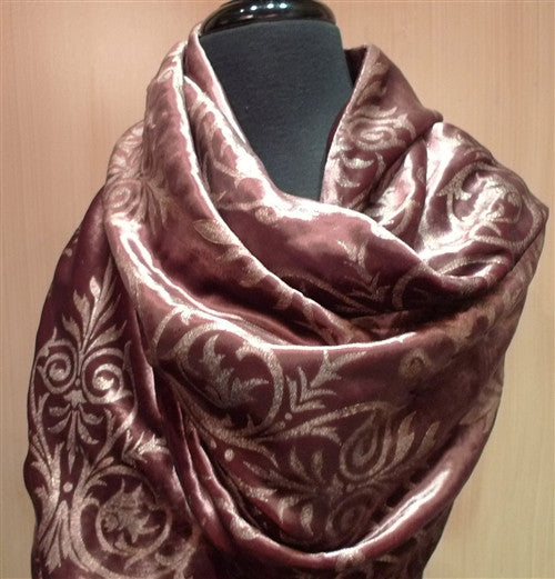 Venetian Silk Velvet Hand Painted Wrap/Scarf