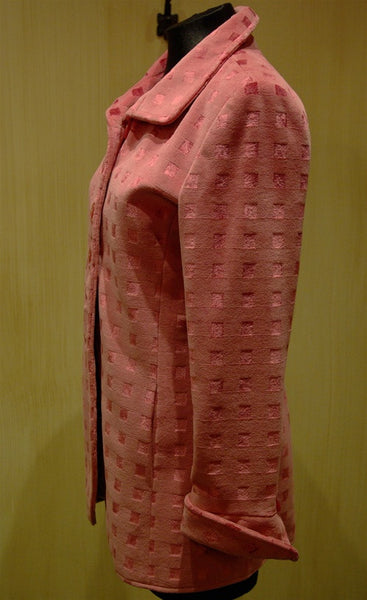 Quadrille Custom Hacking Jacket in Silk Velvet - Pink Squares