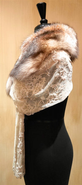 Pellechia "Artemesia" Fur, Lace and Beaded Wrap