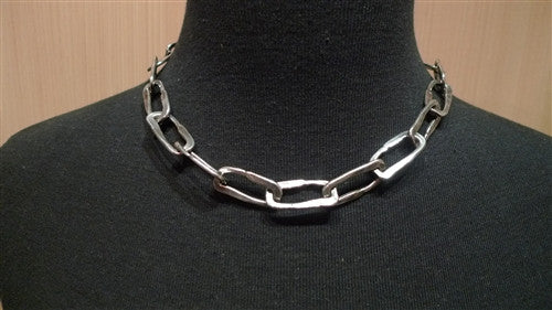 Tat 2 Sterling Silver Oblong Open Link Necklace