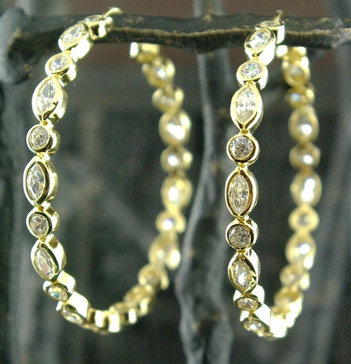 Jardin CZ Hoop Earrings in Yellow Gold Vermeil