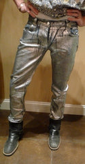 Philipp Plein Silver Coated Star Jeans