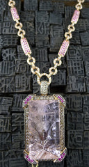 Robert Wander 18K Rose Gold, Morganite, Pink Sapphire, and Chocolate Diamond Pendant Enhancer