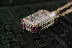 Robert Wander 18K Rose Gold, Morganite, Pink Sapphire, and Chocolate Diamond Pendant Enhancer