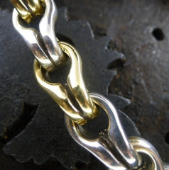 Heston 18K Yellow Gold and Sterling Silver Heavy Chain Link Bracelet with Cleat Toggle