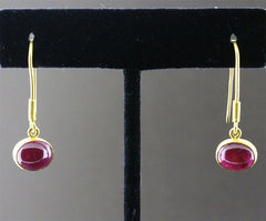 Susan Gordon Cabochon Ruby Earrings 22k Yellow Gold