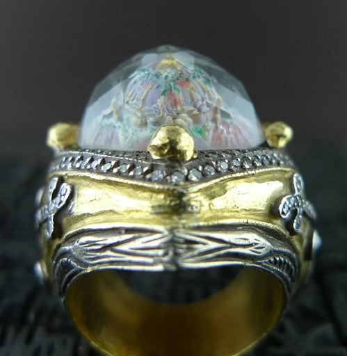 Sevan Bicakci One of a Kind Carved Hagia Sophia Dome Ring with Diamonds in 24K Gold and Silver