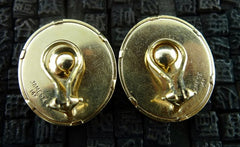 James II Glass Intaglio Clip Earrings with Classical Motifs in 14K Yellow Gold