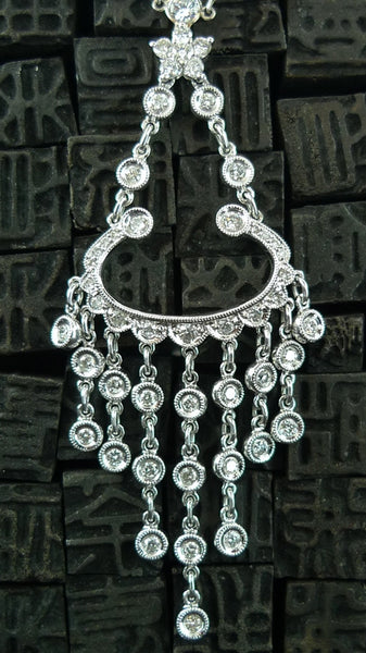 Estate 18K White Gold and Diamond Deco Necklace