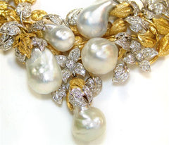 Lorraine Schwartz Buccellati Style Necklace with South Sea Pearls and Diamonds