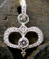 Erica Courtney Platinum and Diamond Pave Heart Charm Pendant