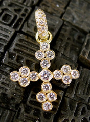 Erica Courtney 18K Yellow Gold and Diamond Cross Charm Pendant