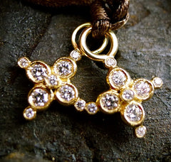Erica Courtney 18K Yellow Gold and Diamond Cross Charm Pendants for Earrings