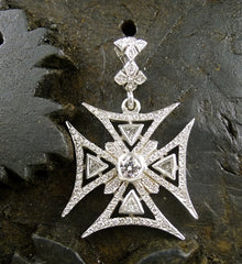 Loree Rodkin Large Diamond and 18K White Gold Maltese Cross Pendant